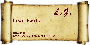 Löwi Gyula névjegykártya